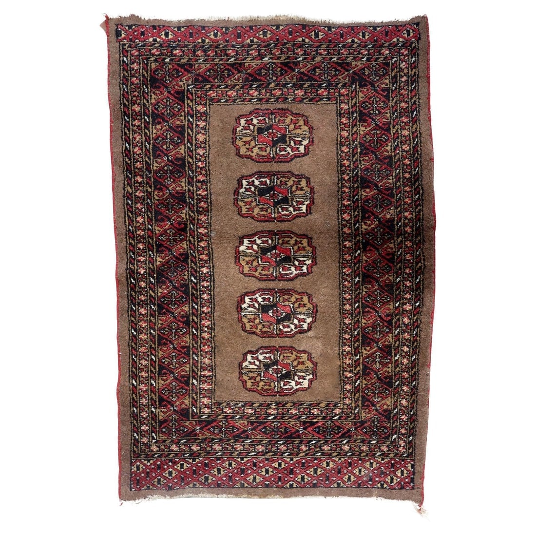 Antique Uzbek Bukhara Handmade Rug 2.7' x 4' (82cm x 122cm) 1920s (1 of 11)