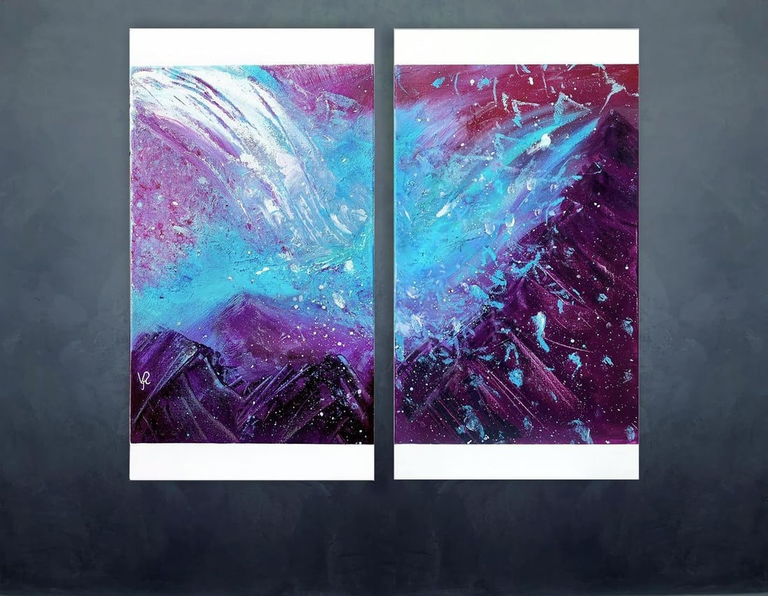 Abstract acrylic painting Winter on Mars Valeria Sign (1 of 5)