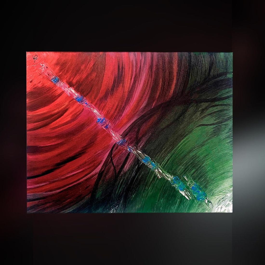 Abstract acrylic painting Cosmic passion Valeria Sign (1 of 3)