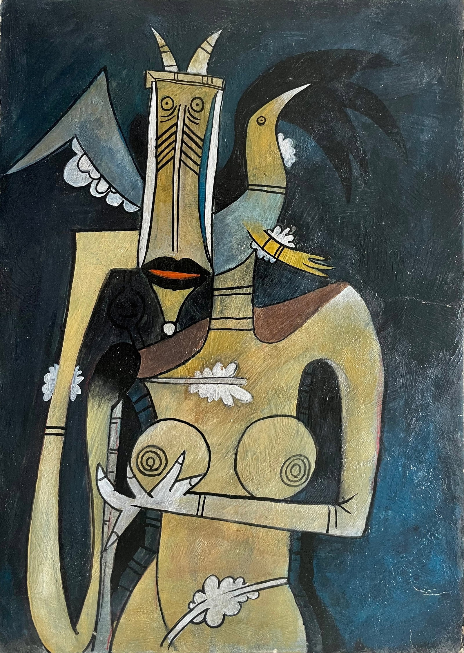 Wifredo LAM: Title:Wifredo LAMDescription:Oniric figure not signed, In the manner of Wifredo Lam. No provenance, no docs. No frame.will sell as is.Size:10.4 x 14.7in. (26.5 x 37.5cm.)Medium:Oil on card Reserve: 