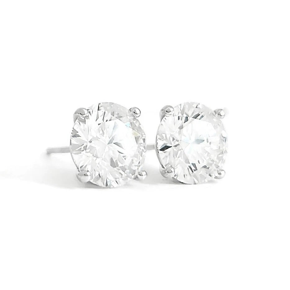 Round Lab-Created Diamond Stud Earrings 14K White Gold 4-Prong Martini, 5.06 CTW (1 of 5)