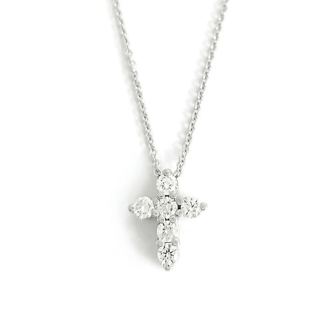 Small Diamond Cross Religious Pendant Necklace 14K White Gold .35 CTW (1 of 7)