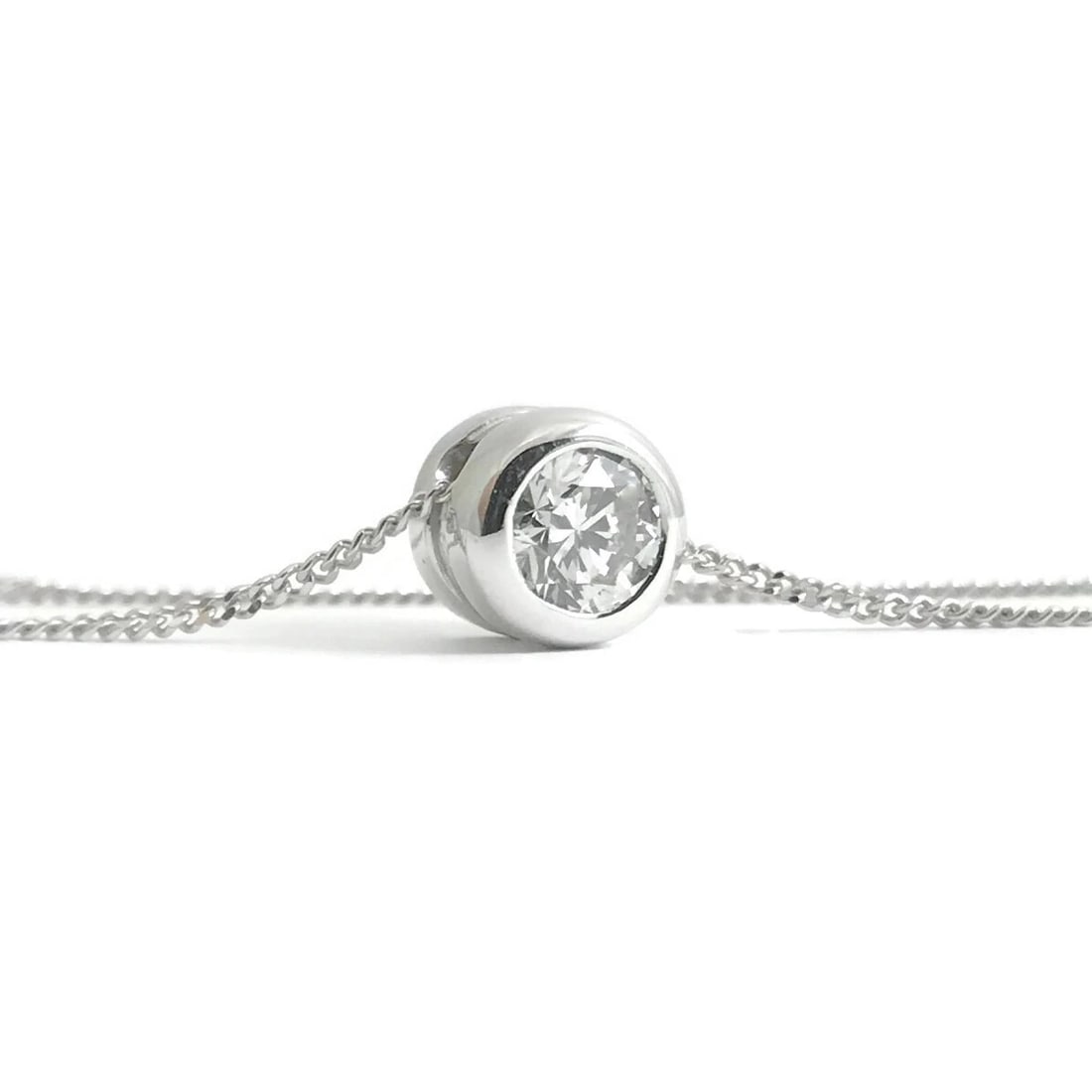 Round Brilliant Bezel Set Diamond Pendant Necklace in 14K White Gold, .35 CT (1 of 13)