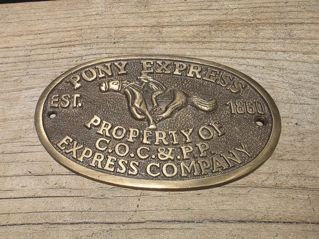 Brass Pony Express Oval Plaque - 6