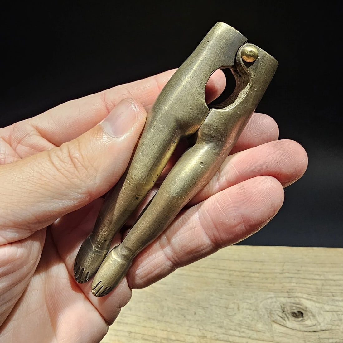 4" Brass Risque Lady Legs Nut Cracker - 7