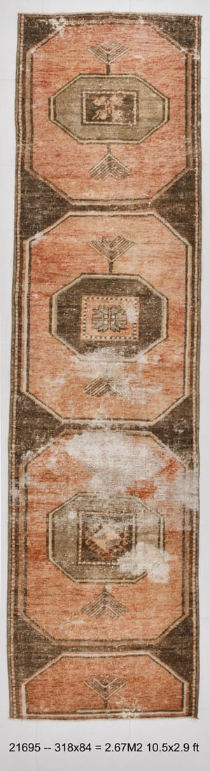 2'9'' x 10'5'' Handmade Vintage Wool Rug - 21695 (1 of 20)