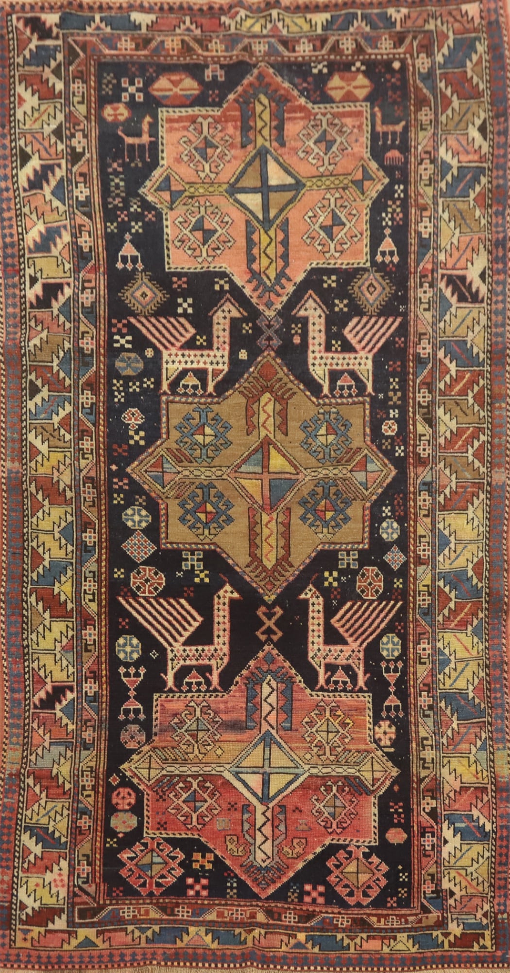 Pre-1900 Antique Kazak Vegetable Dye Rug 4x8 (1 of 2)