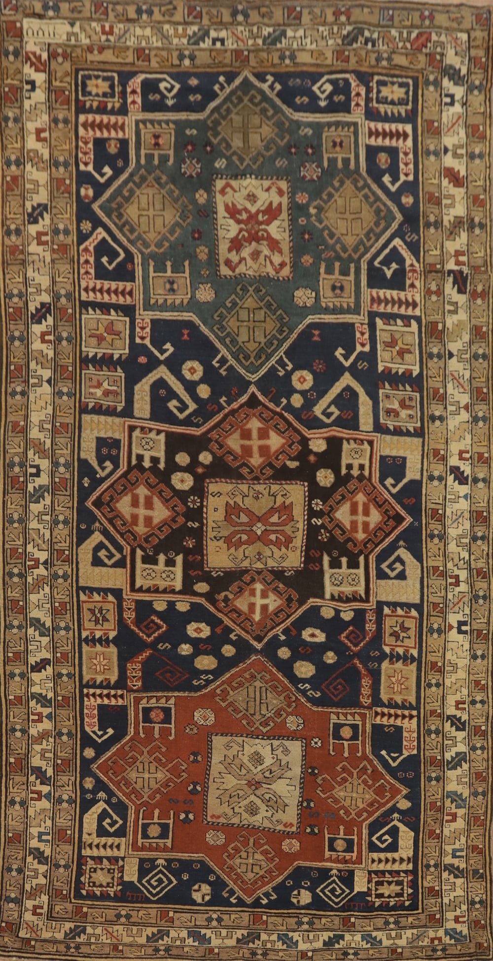 Pre-1900 Antique Kazak Vegetable Dye Area Rug 5x11 (1 of 2)