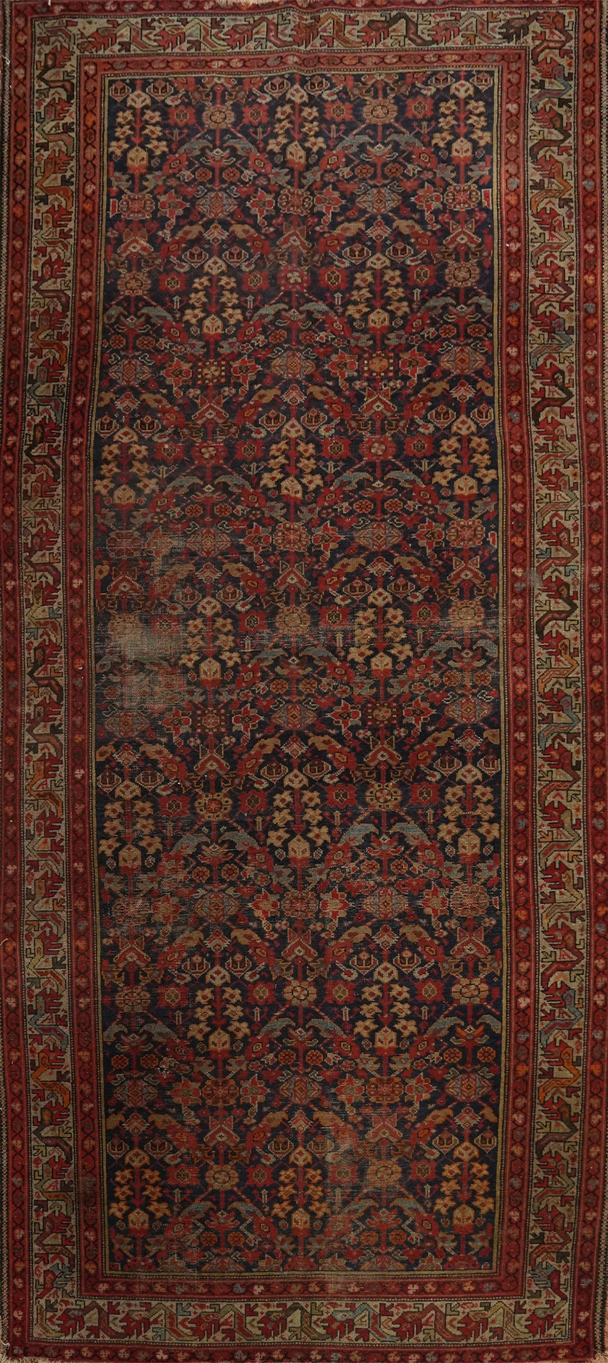 Pre-1900 Antique Malayer Vegetable Dye Persian Rug 5x12 (1 of 2)