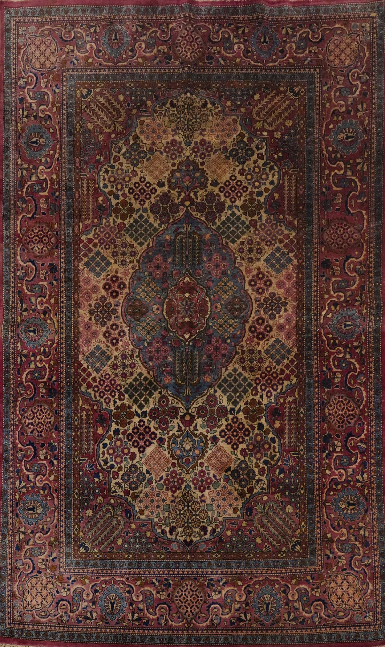 Pre-1900 Antique Vegetable Dye Silk Kashan Persian Rug 4x7 (1 of 2)