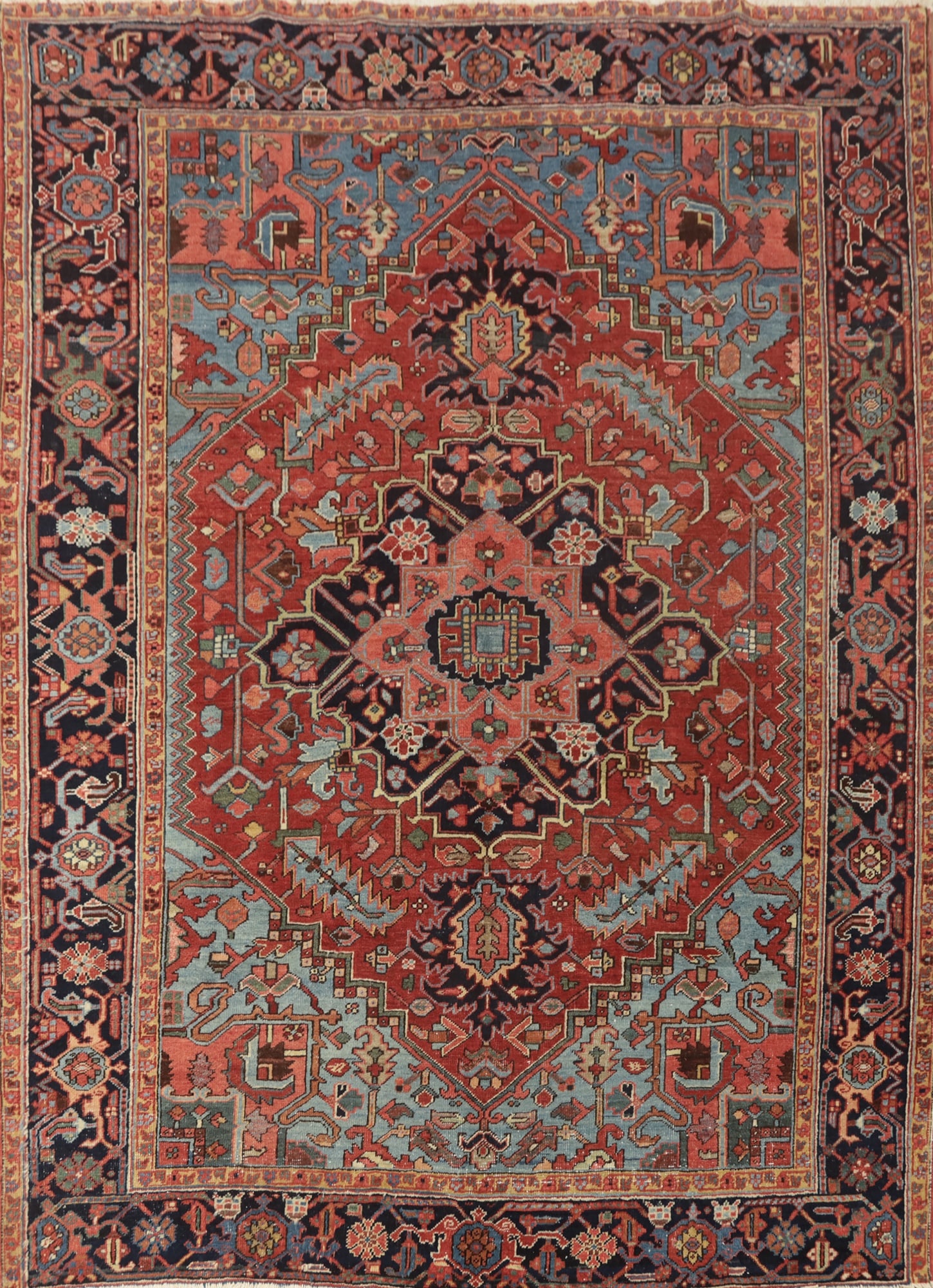 Antique Vegetable Dye Heriz Serapi Persian Area Rug 7x9 (1 of 2)