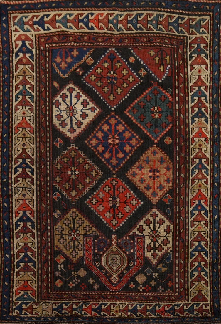 Pre-1900 Antique Vegetable Dye Kazak Oriental Rug 4x5 (1 of 2)