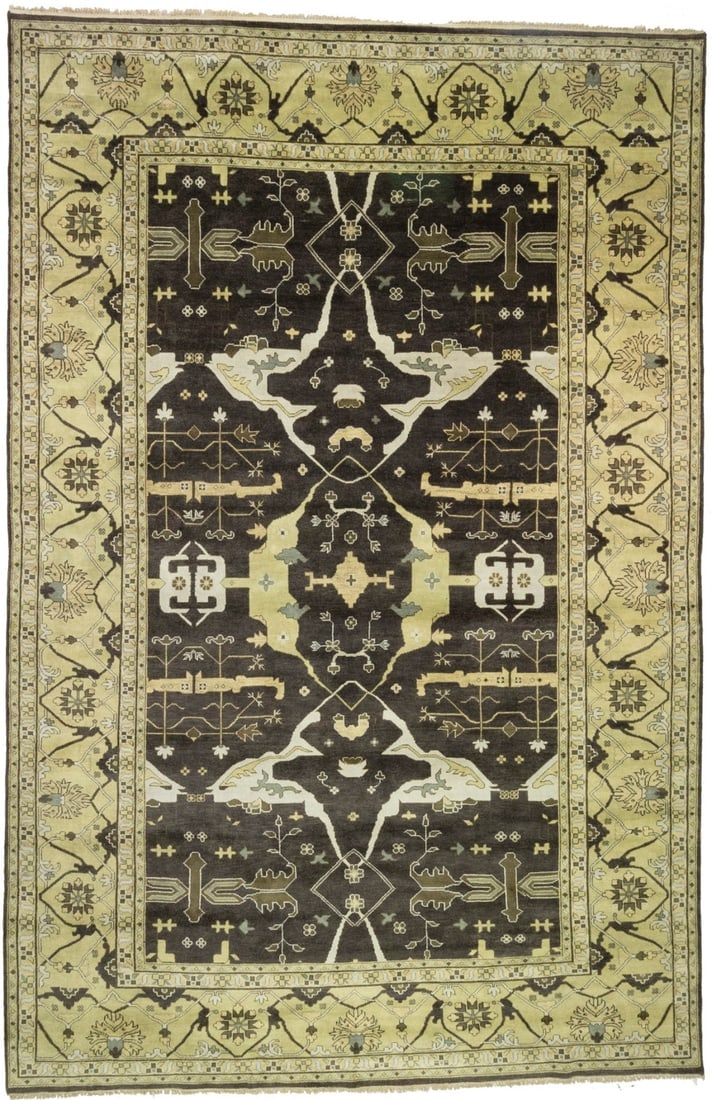 Cocoa Brown Floral 12X18 Oushak Chobi Oriental Rug: Title: Cocoa Brown Floral 12X18 Oushak Chobi Oriental Rug Description:Hand Knotted 12X18 beige oriental rug made with natural dyes (fine wool pile and cotton foundation), superior knot count, and