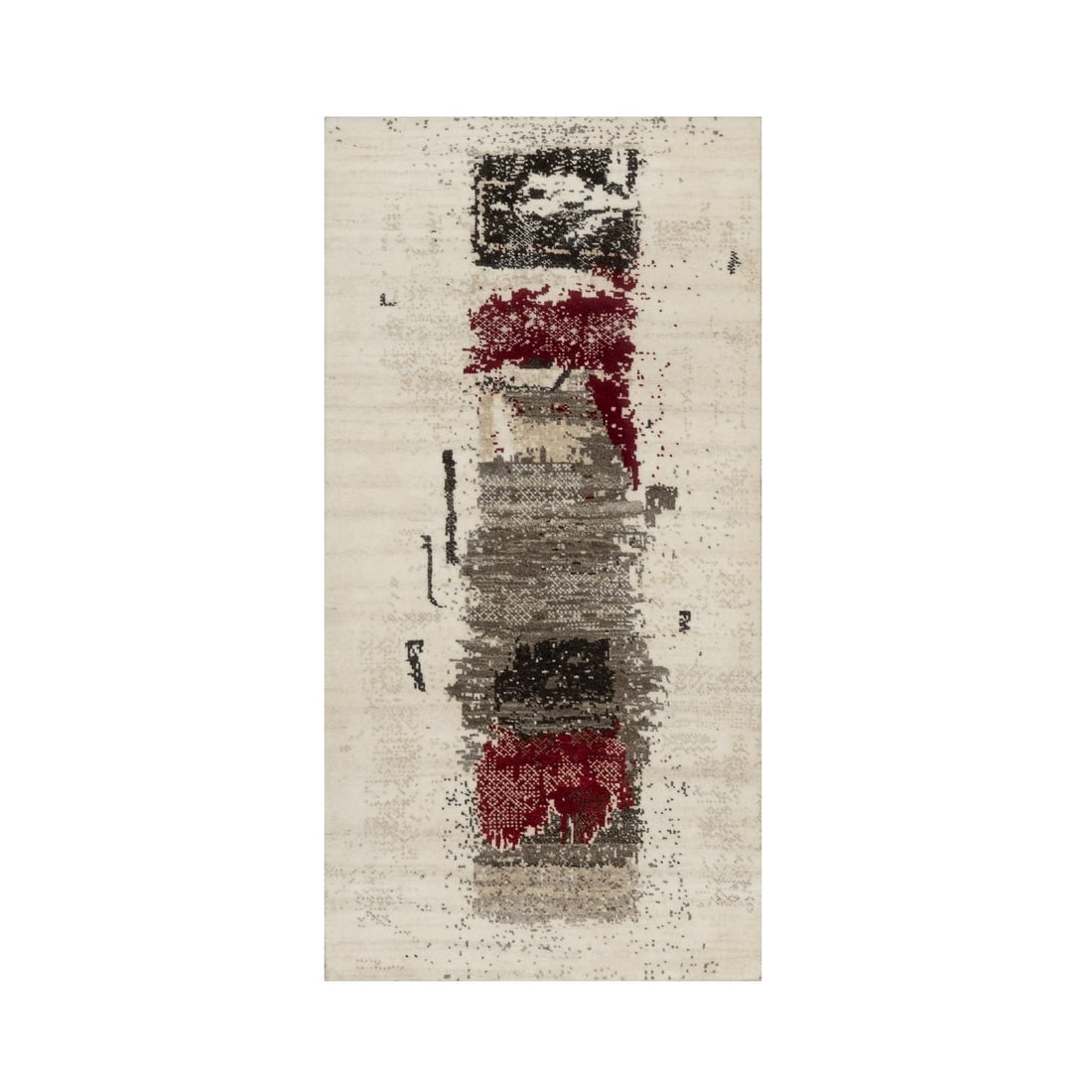 White, Hand Knotted, Lori Buft Gabbeh Pure Wool, Runner Oriental Rug: Title: White, Hand Knotted, Lori Buft Gabbeh Pure Wool, Runner Oriental Rug Description:This is a truly genuine one-of-a-kind. It has been Knotted for months and months in the centuries-old weaving