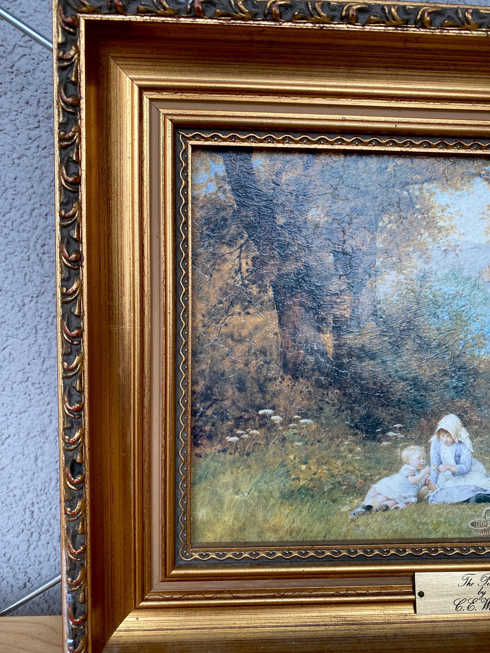 Antique framed painting by C.E.Wilson - The Picnic - 2