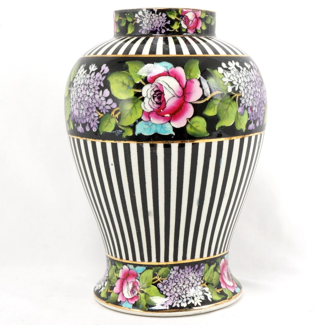 Royal Winton Art Deco Floral Vase 1930's: Title:Royal Winton Art Deco Floral Vase 1930's Size:6 in (15.2 cm) diameter x 9 in (22.9 cm) tall. Description:Exemplifying the bold romance of the Art Deco era, this English Royal Winton vase