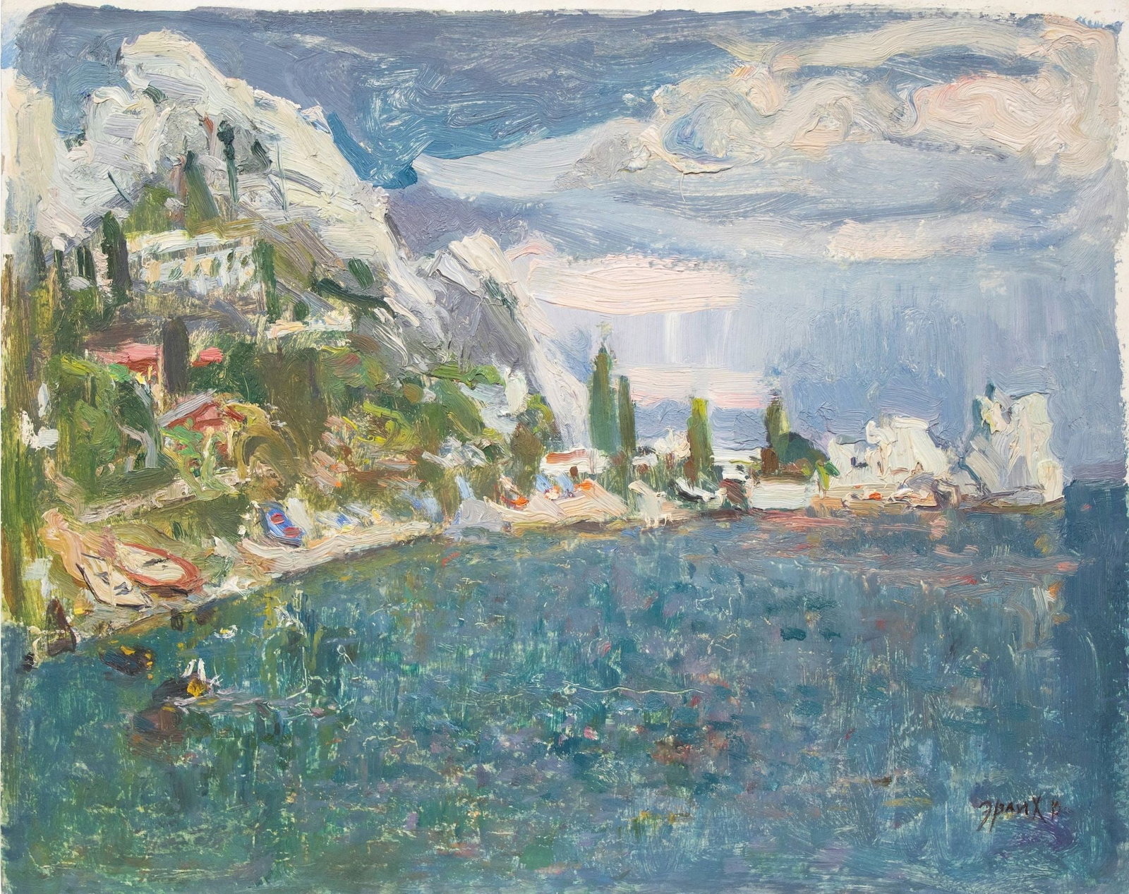 Erlih Volodymyr (Ukrainian artist), "The pier. Gurzuf.", oil on cardboard (1 of 4)