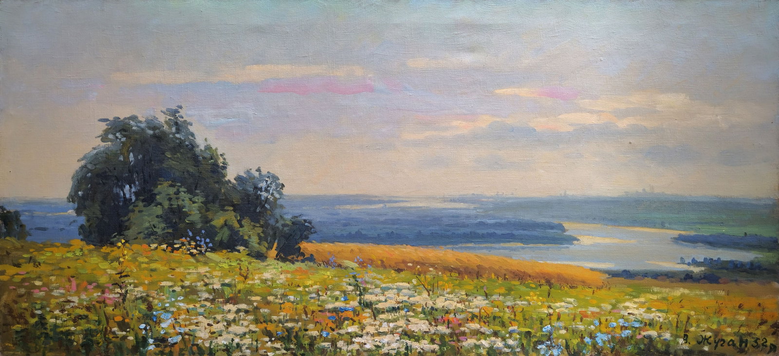 Zhugan Volodymyr (Ukrainian artist), "Dnieper river lanscape", oil on canvas: Title: Zhugan Volodymyr (Ukrainian artist), "Dnieper river lanscape", oil on canvas Artist: Zhugan Volodymyr Oleksandrovych Description: ARTIST: Zhugan Volodymyr Oleksandrovych, Ukrainian artist TITLE