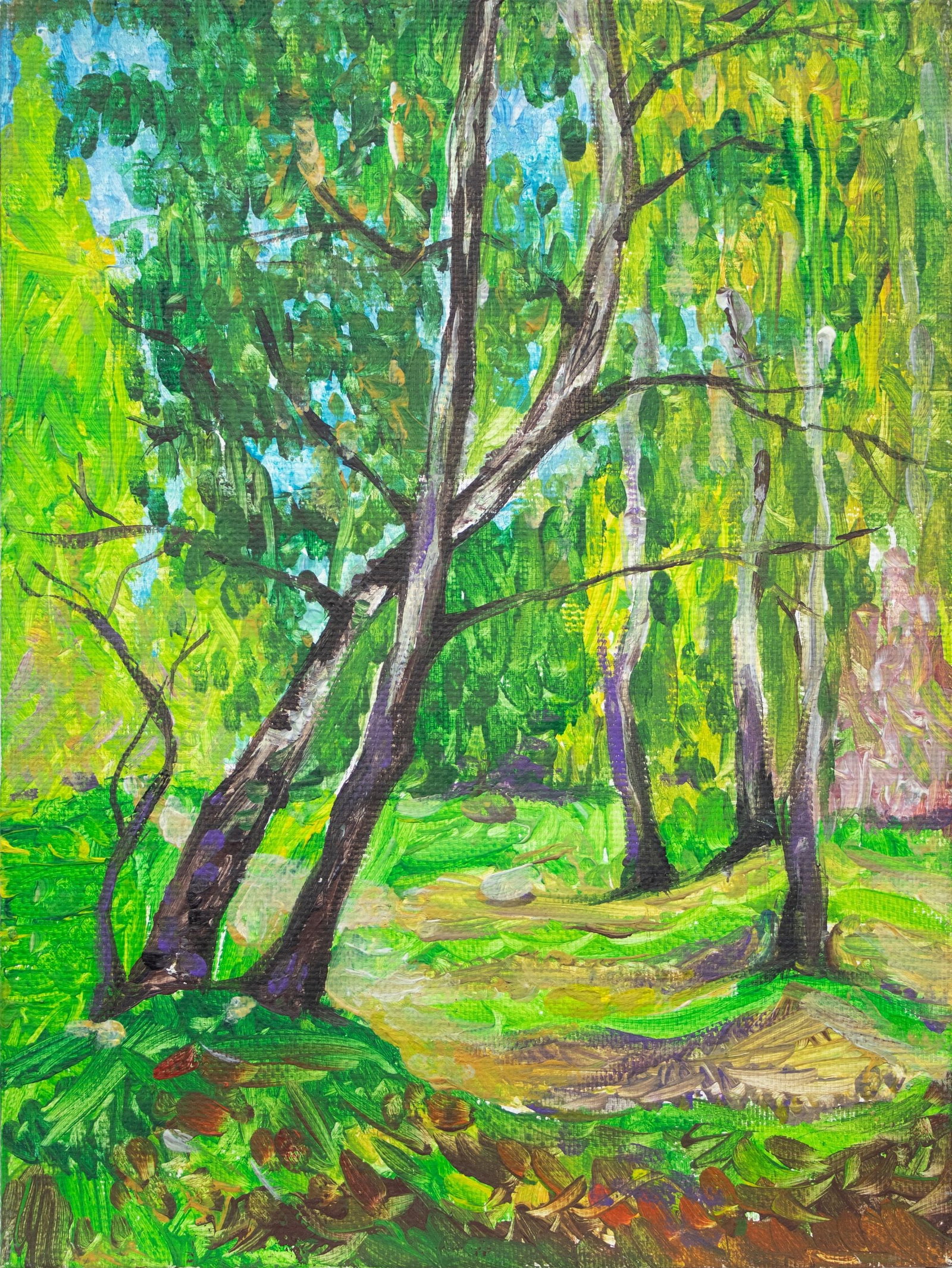 Unidentified (Ukrainian artist), "Forest path", oil on canvas (1 of 3)