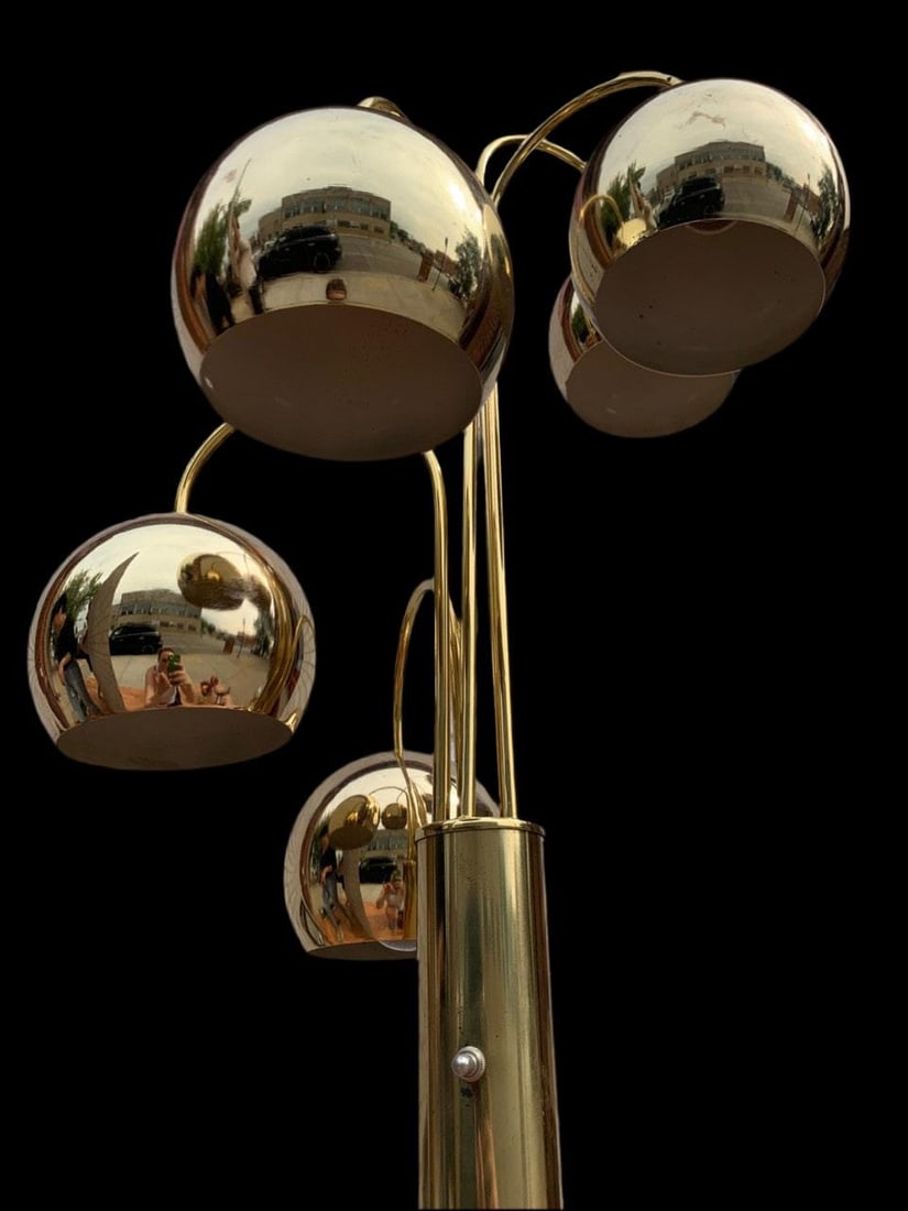 Mid Century Modern Gold 5 Light Orb Floor Lamp - 3