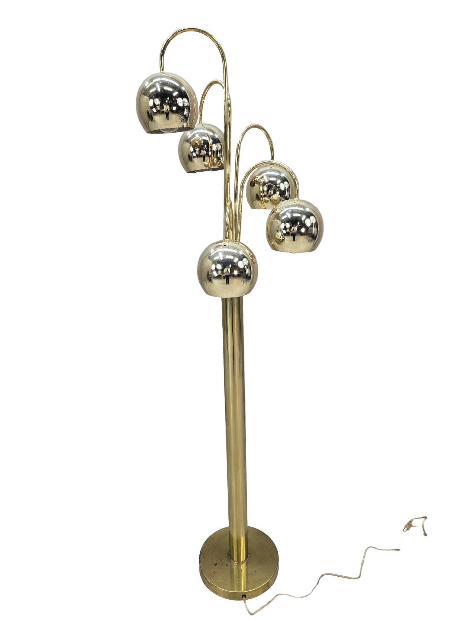 Mid Century Modern Gold 5 Light Orb Floor Lamp - 6