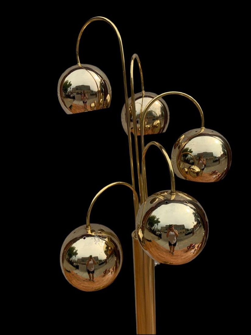 Mid Century Modern Gold 5 Light Orb Floor Lamp - 8