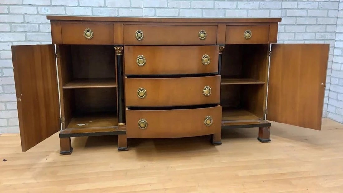 Federal/Empire Style Mahogany Bow Front Sideboard - 4
