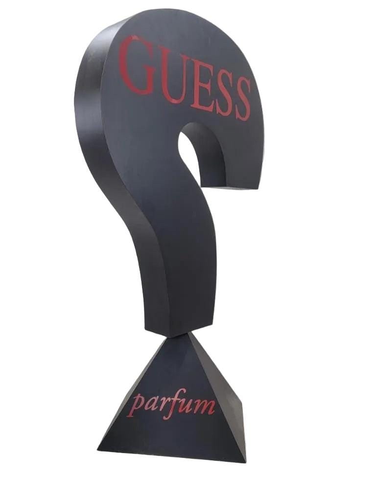 Vintage 7.5 Foot Black Wood Guess Cultural Advertising Sign - 2