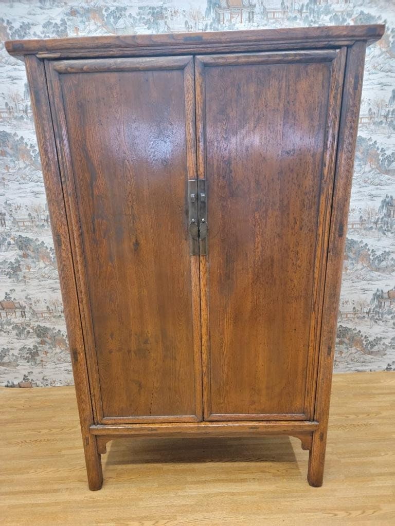 Antique Shanxi Province Elm Armoire Storage Closet - 9