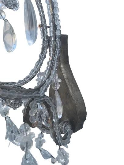 Vintage Louis Style Dennis and Leen Lead Crystal Gold Beaded Sconces - Pair - 5