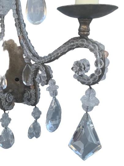 Vintage Louis Style Dennis and Leen Lead Crystal Gold Beaded Sconces - Pair - 6