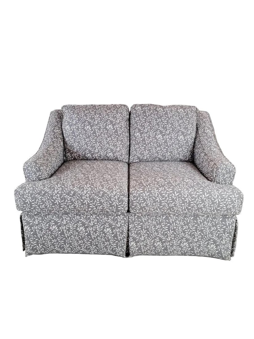 Contemporary Gray Leaf Print Fabric Sofa and Loveseat Set - 2