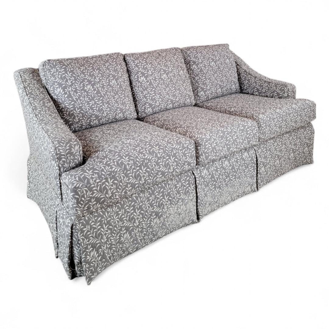 Contemporary Gray Leaf Print Fabric Sofa and Loveseat Set - 3