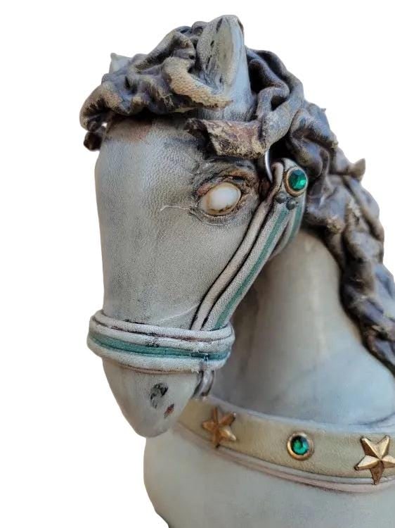 Vintage Leather Carousel Horse Signed By Teresa Corning - 9