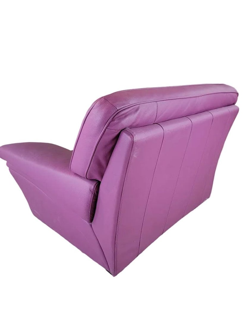 Postmodern Plum Leather Oversized Chair - 4