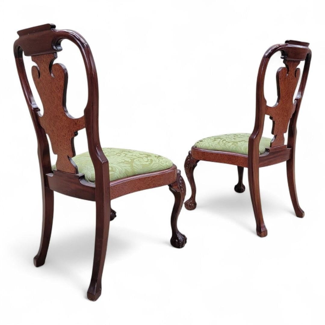 Vintage Queen Anne Style Carved Mahogany Dining Chairs - Set of 12 - 6