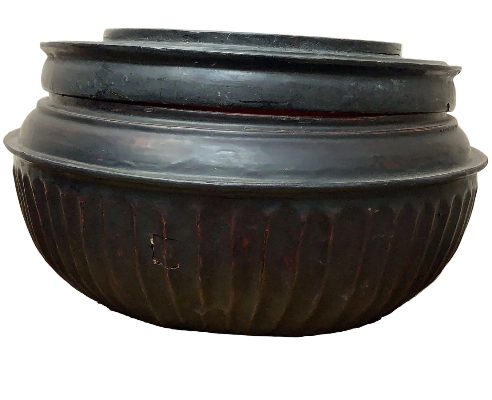Antique Burmese Black Monk Offering Bowl Set - 2