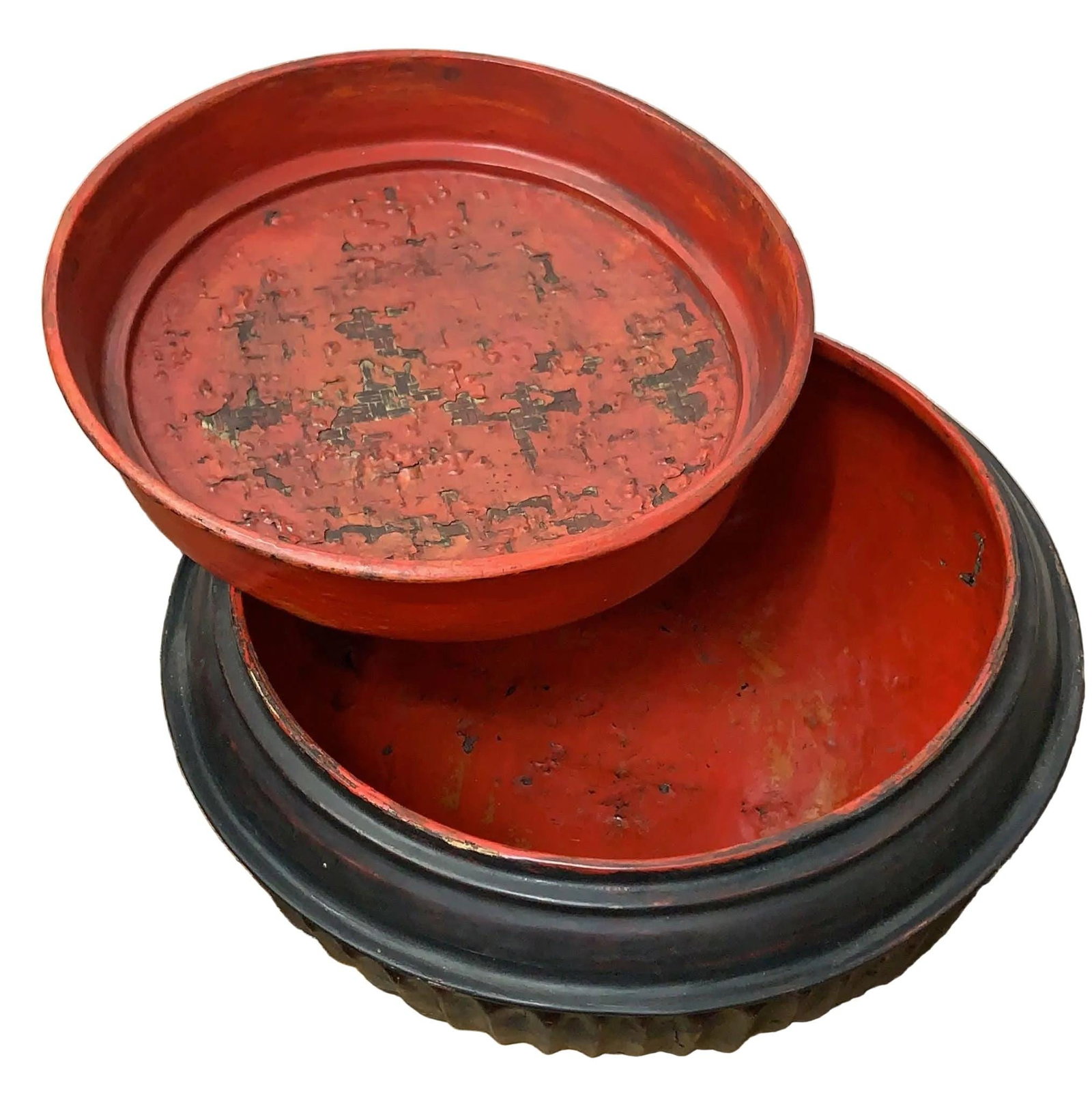 Antique Burmese Black Monk Offering Bowl Set - 6