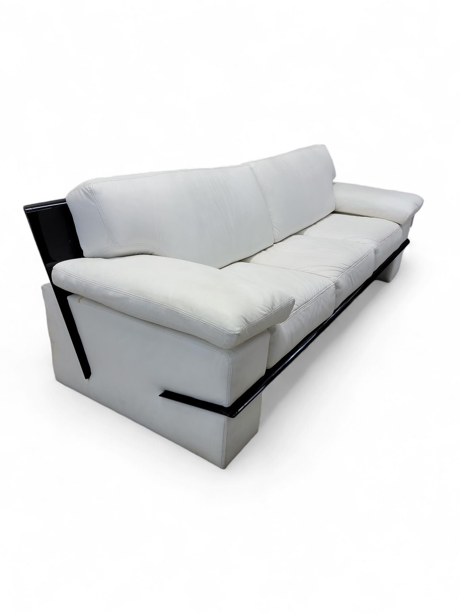 Vintage Postmodern Italian Black Lacquer Wide Arm Sofa - 4