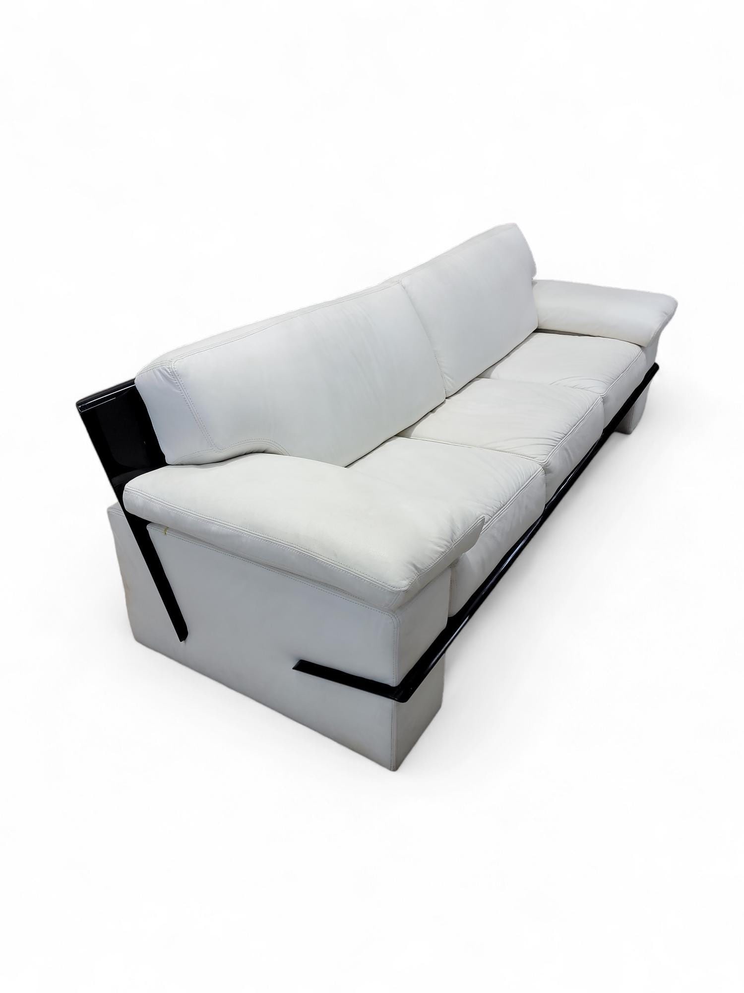 Vintage Postmodern Italian Black Lacquer Wide Arm Sofa - 5