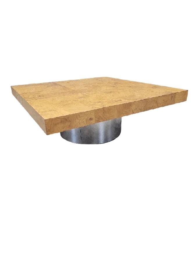 MCM Milo Baughman Style Burl Coffee Table by Pace - 2