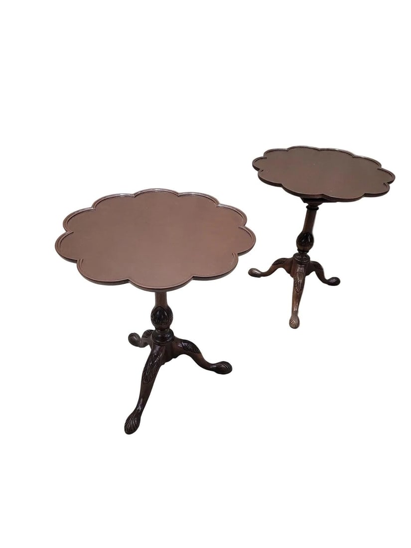 Vintage Chippendale StyleTilt Top Table by Baker - Pair - 3