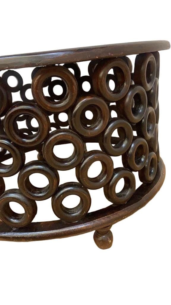 Vintage Modern Tribal Style Carved Drum Coffee Table - 3