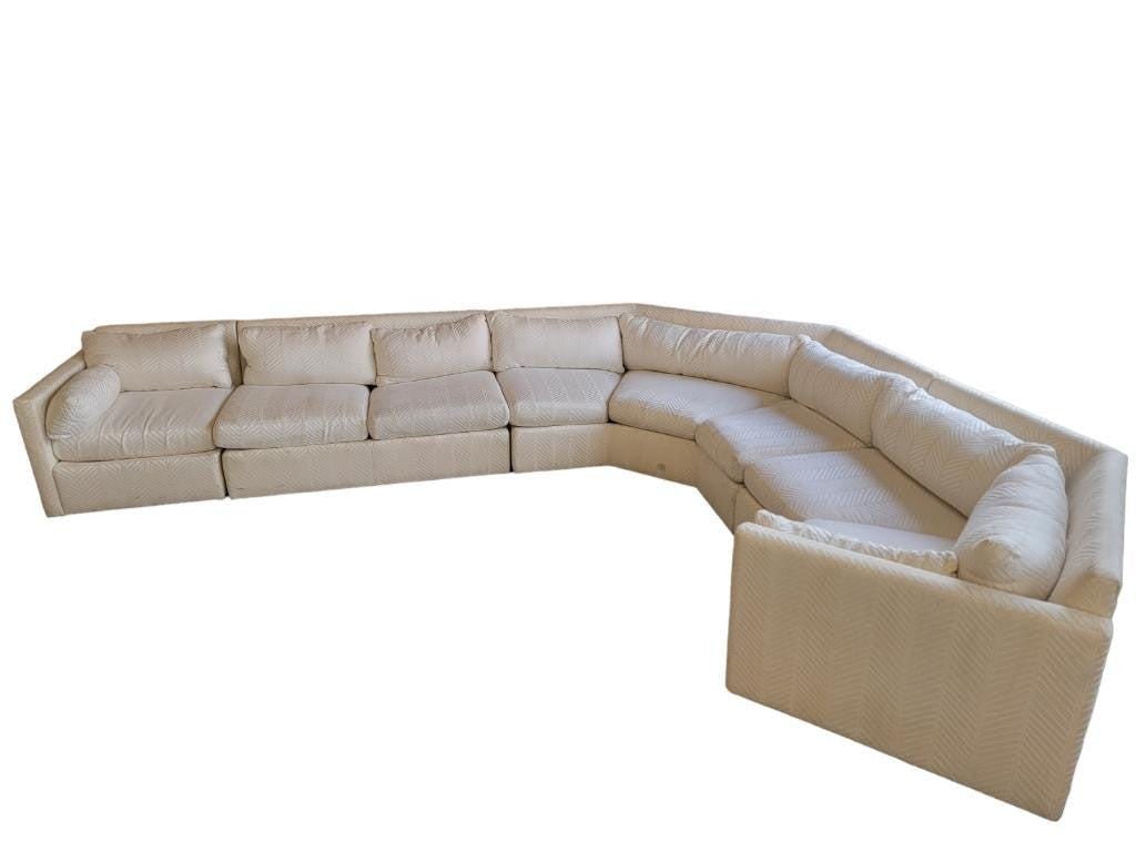 MCM Milo Baughman Style Hexagonal Curved Sectional Sofa by Drexel - 7