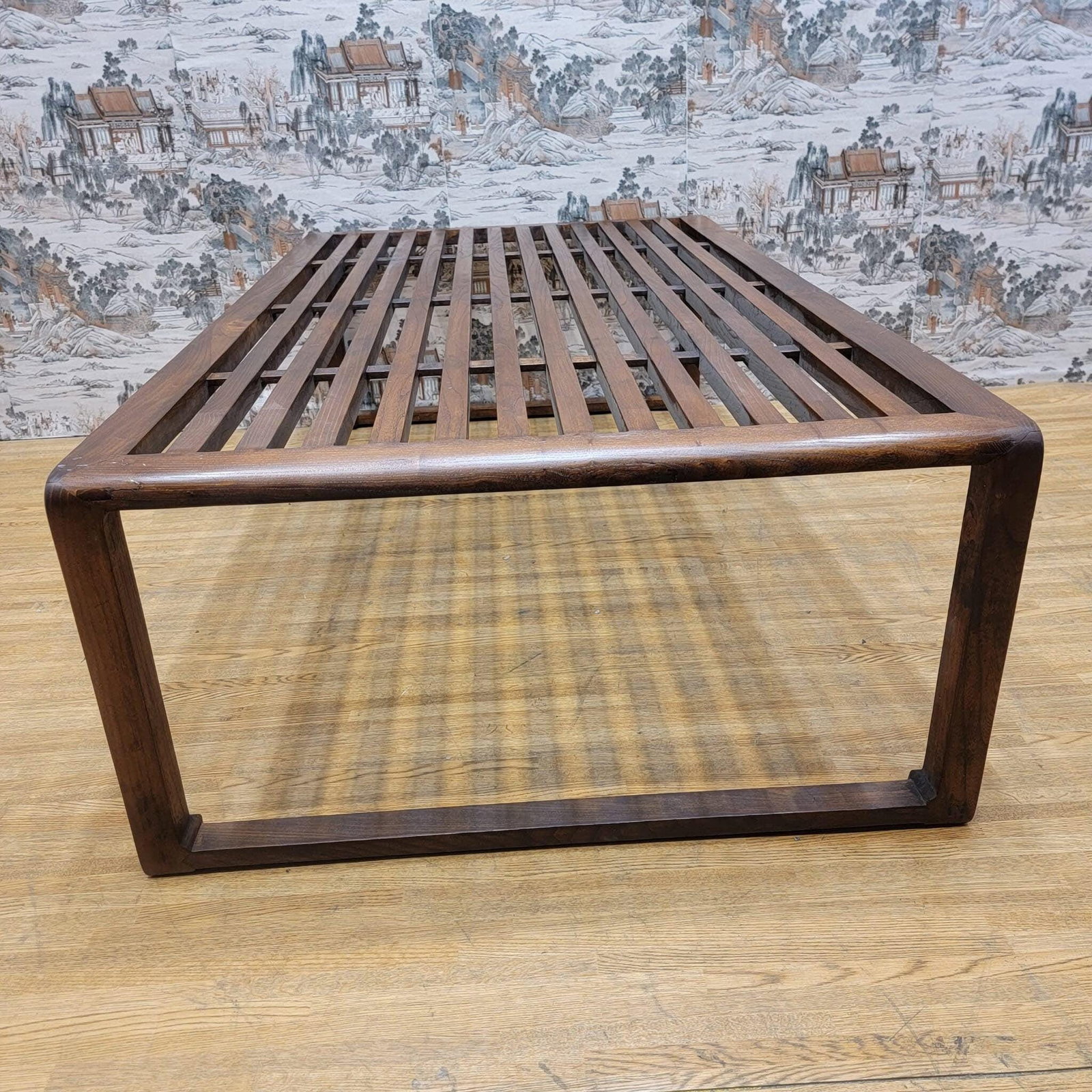 Vintage Chinese Elm Slotted Top Coffee Table - 6