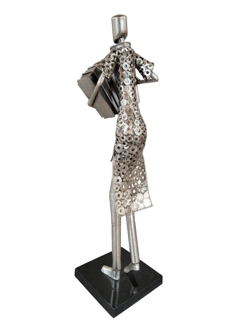 Vintage Metal Art Organ Player Statue - 6