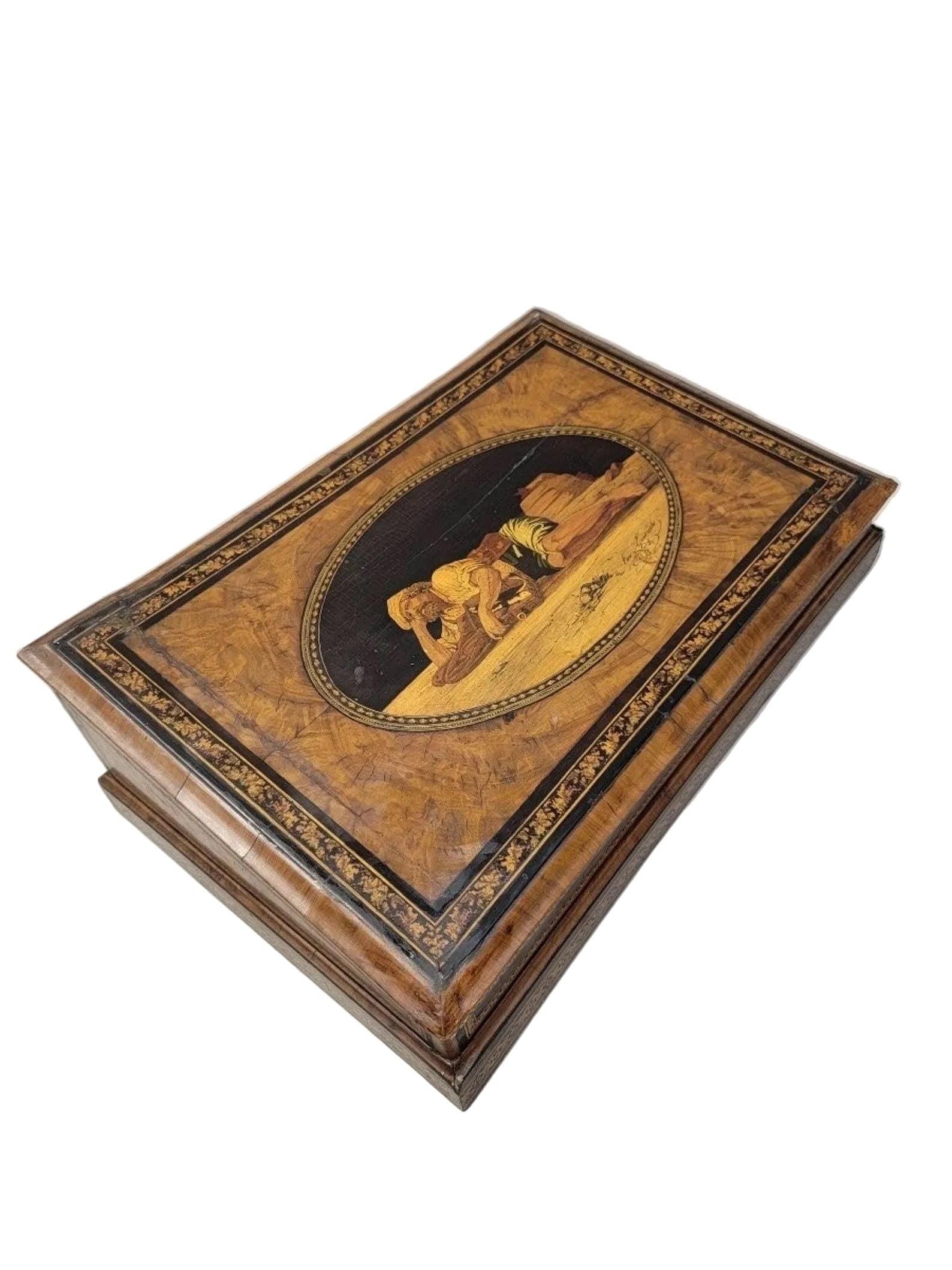 Antique Italian Mahogany Inlaid Angled Lap Desk - 5