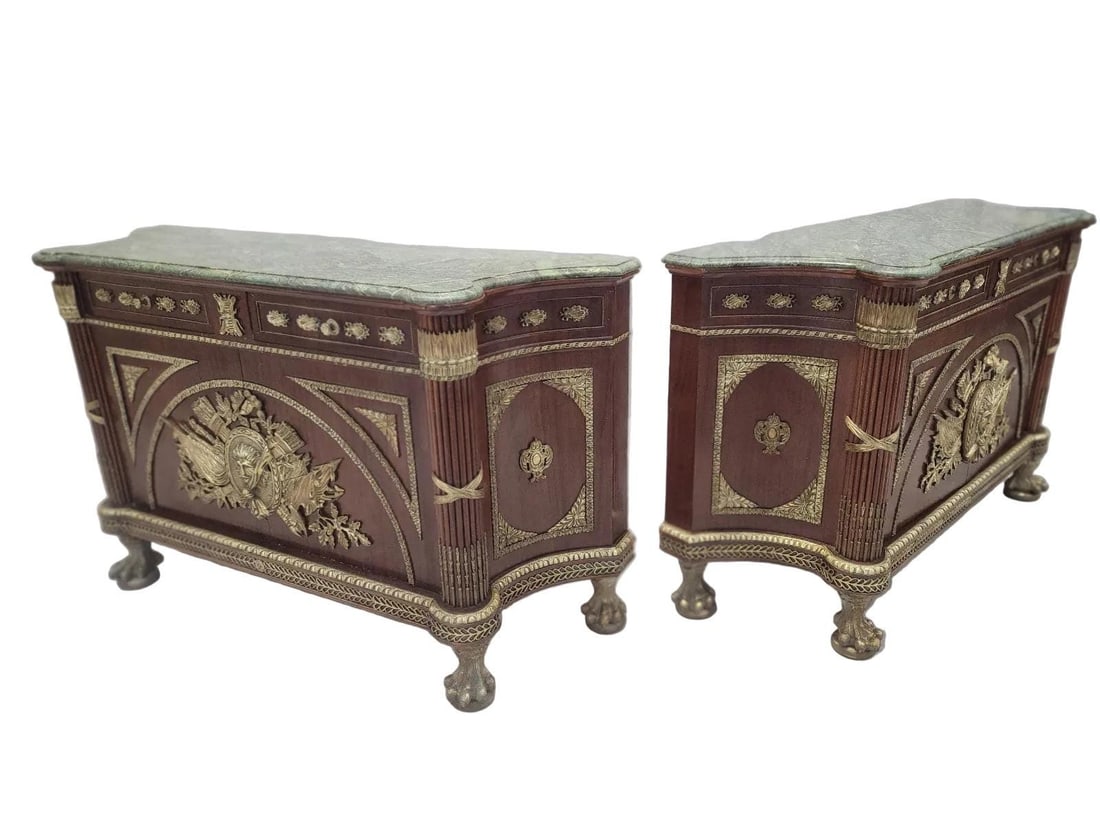 Vintage French Regency Style Marble Top Sideboard- Pair - 6
