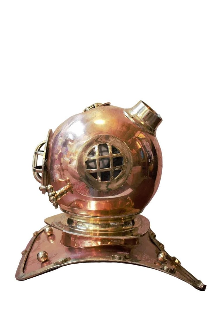 Vintage Decorative Nautical Brass Deep Sea Diving Helmet - 3