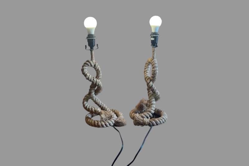 Vintage Nautical Style Rope Table Lamps - Pair - 3